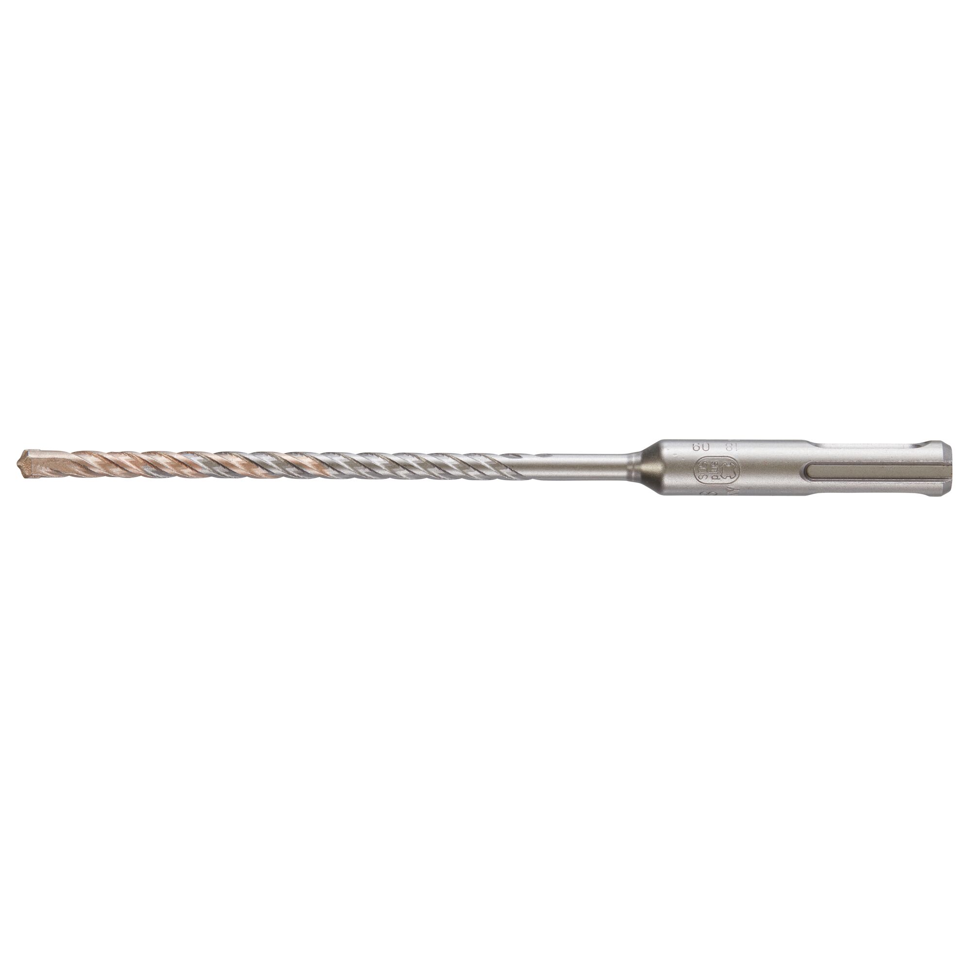 A DEWALT DT9505 SDS-plus masonry drill bit with a metallic finish, featuring a spiral flute and chisel tip.