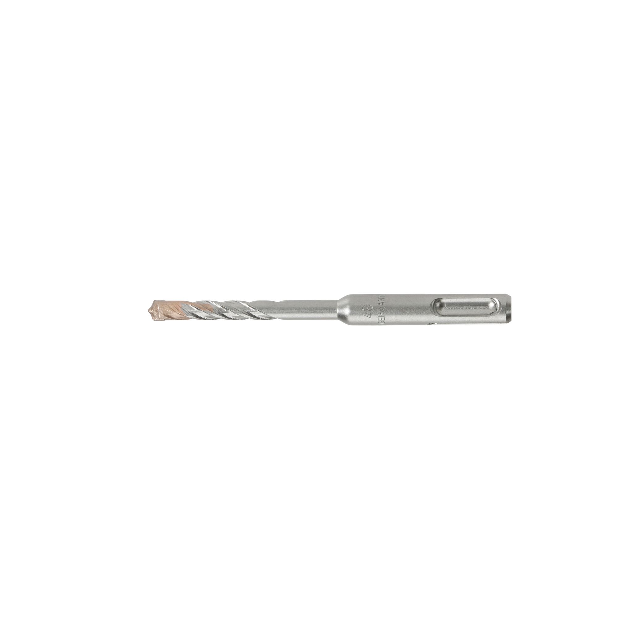 A single DEWALT SDS-Plus masonry drill bit with a spiraled shaft and a carbide tip, designed for drilling into concrete, brick, and other masonry materials. The model number is DT9524.