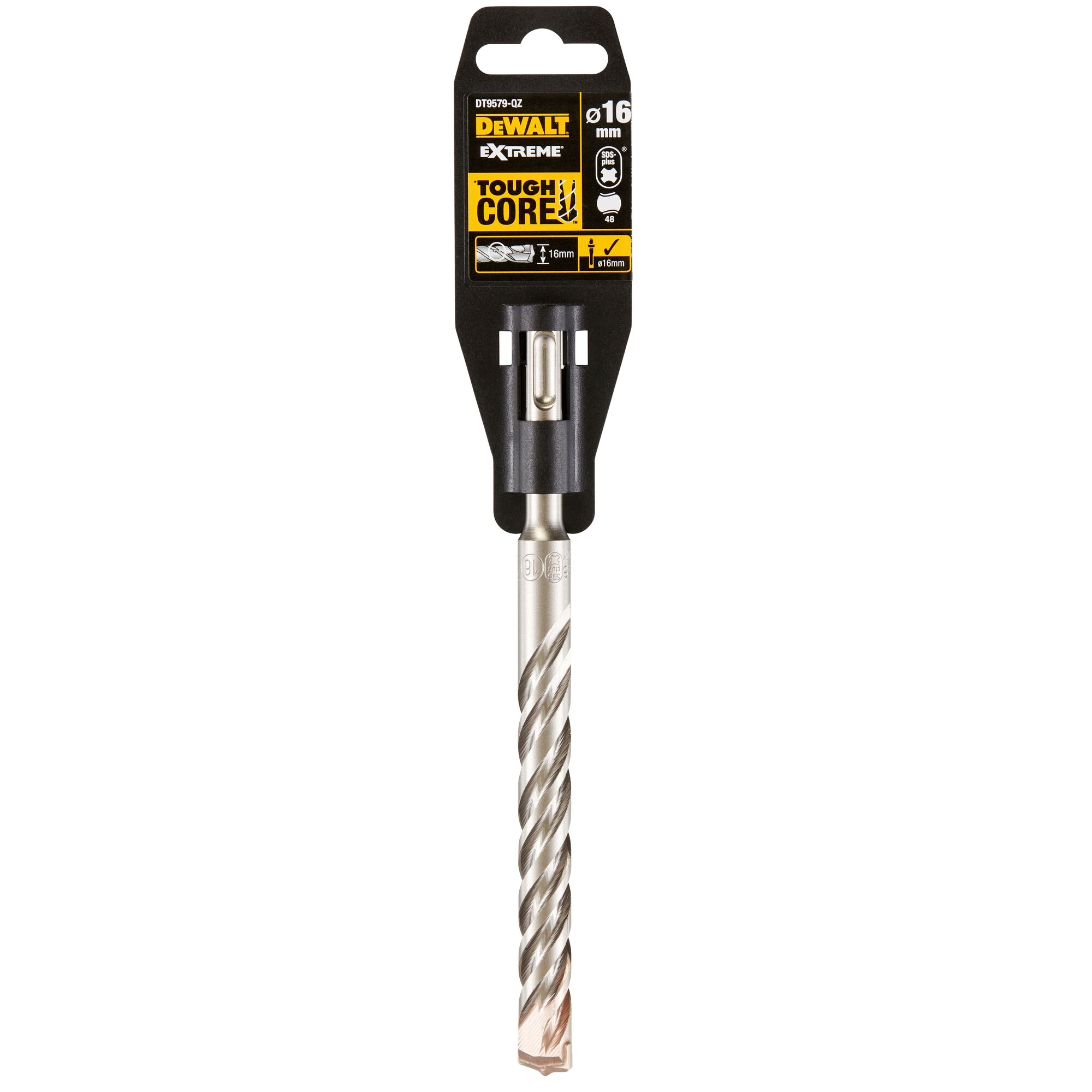 A DEWALT Extreme ToughCore drill bit, model DT9579, 16mm in diameter, shown in its original packaging.