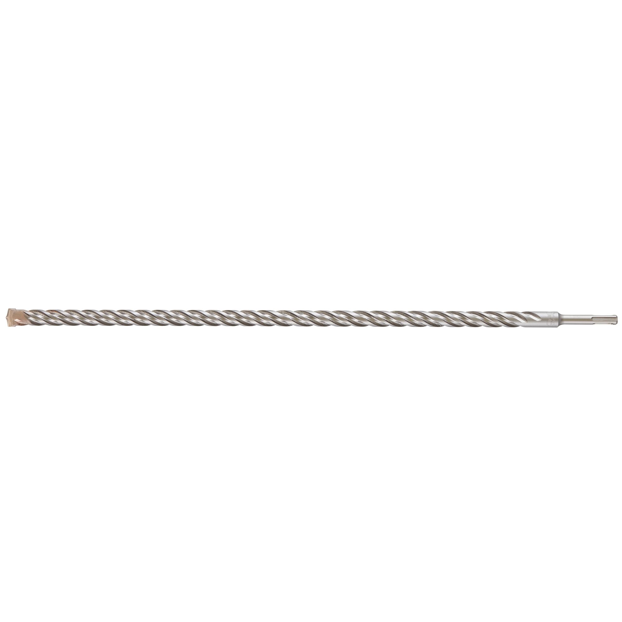 A long, metallic DEWALT drill bit with a spiral design, suitable for use with power drills.