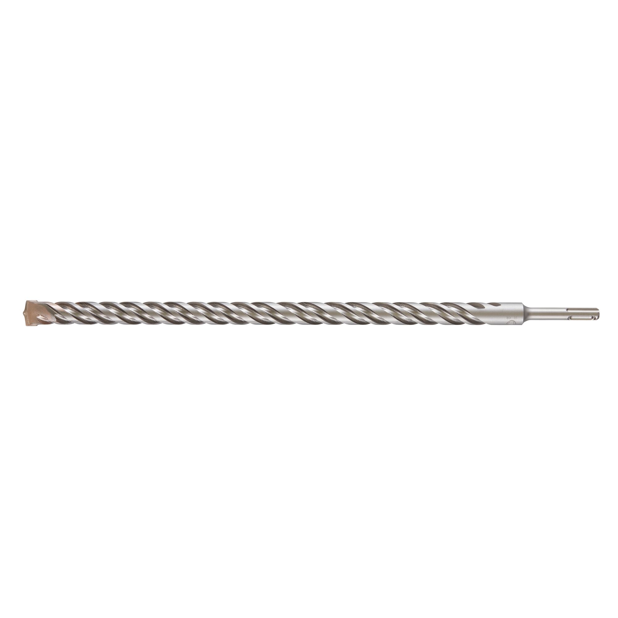 A long, metallic DEWALT SDS drill bit with a spiral flute design, used for drilling in masonry and concrete.