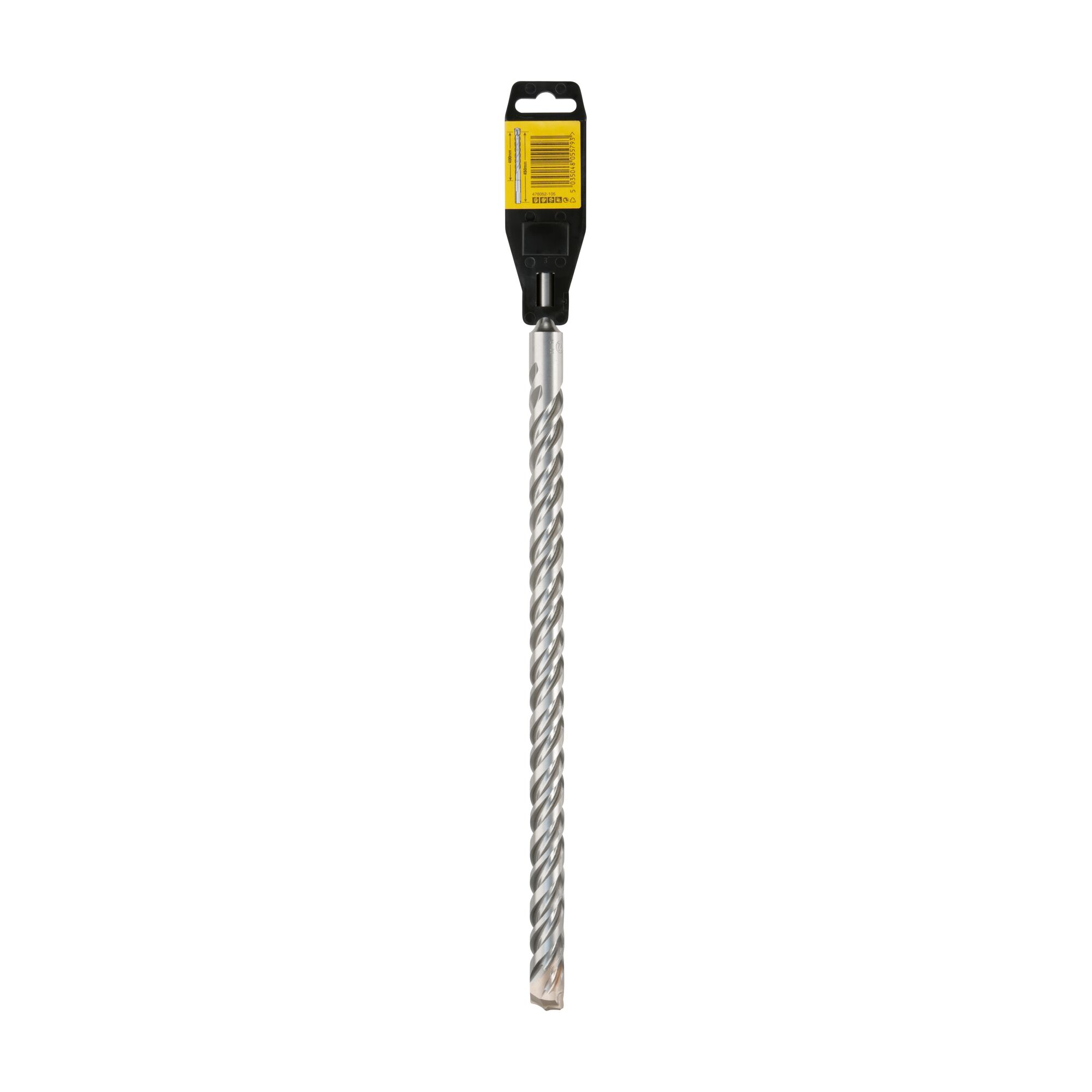 A single DEWALT DT9604 spiral masonry drill bit with a yellow and black label on the packaging, shown vertically against a white background.